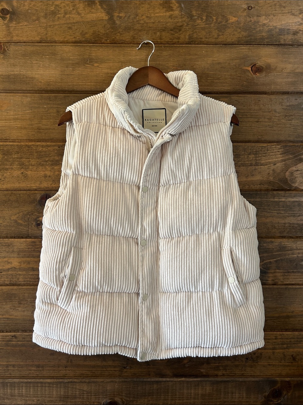 bagatelle Cream Corduroy Puffer Vest - Sleeveless Quilted Vest